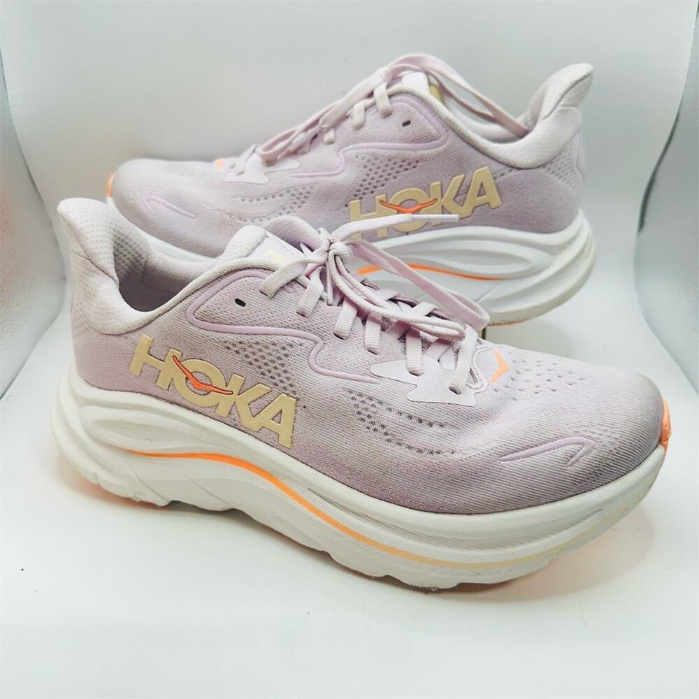 HOKA Clifton 10 Women's Running Shoes Lilac Cream/Tangerine Glow Size 8.5 B